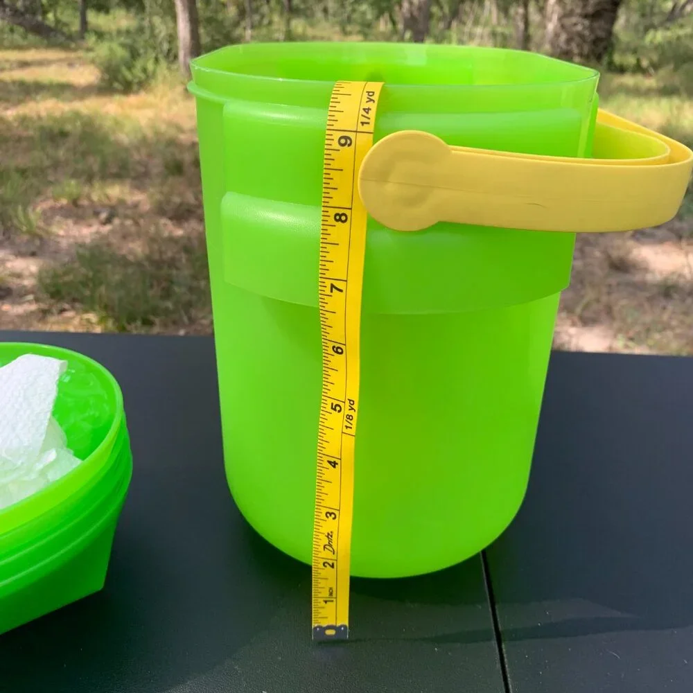 Tupperware - 11pc VINTAGE Picnic Beverage Dispenser, ECO bottles, bowls GREEN